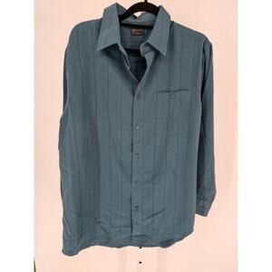 Vintage R&R Casuals Mens Sz L Dark Teal Long Sleeve Button Up Dress Shirt NEW